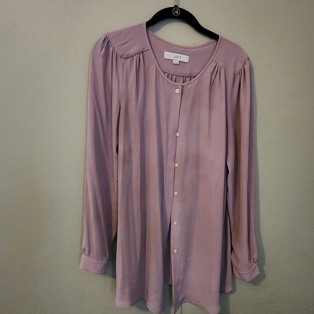 HP🎉EUC - Ann Taylor Loft Light Pink Button-down Maternity Top In Small